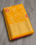 Mango Yellow Banarasi Georgette Saree with Meenakari Butis
