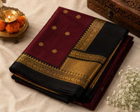 Deep Maroon Banarasi Katan Softy Saree with Gold Border