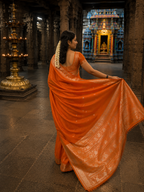 Burnt Orange Katan Silk Softy Saree with Gold Border