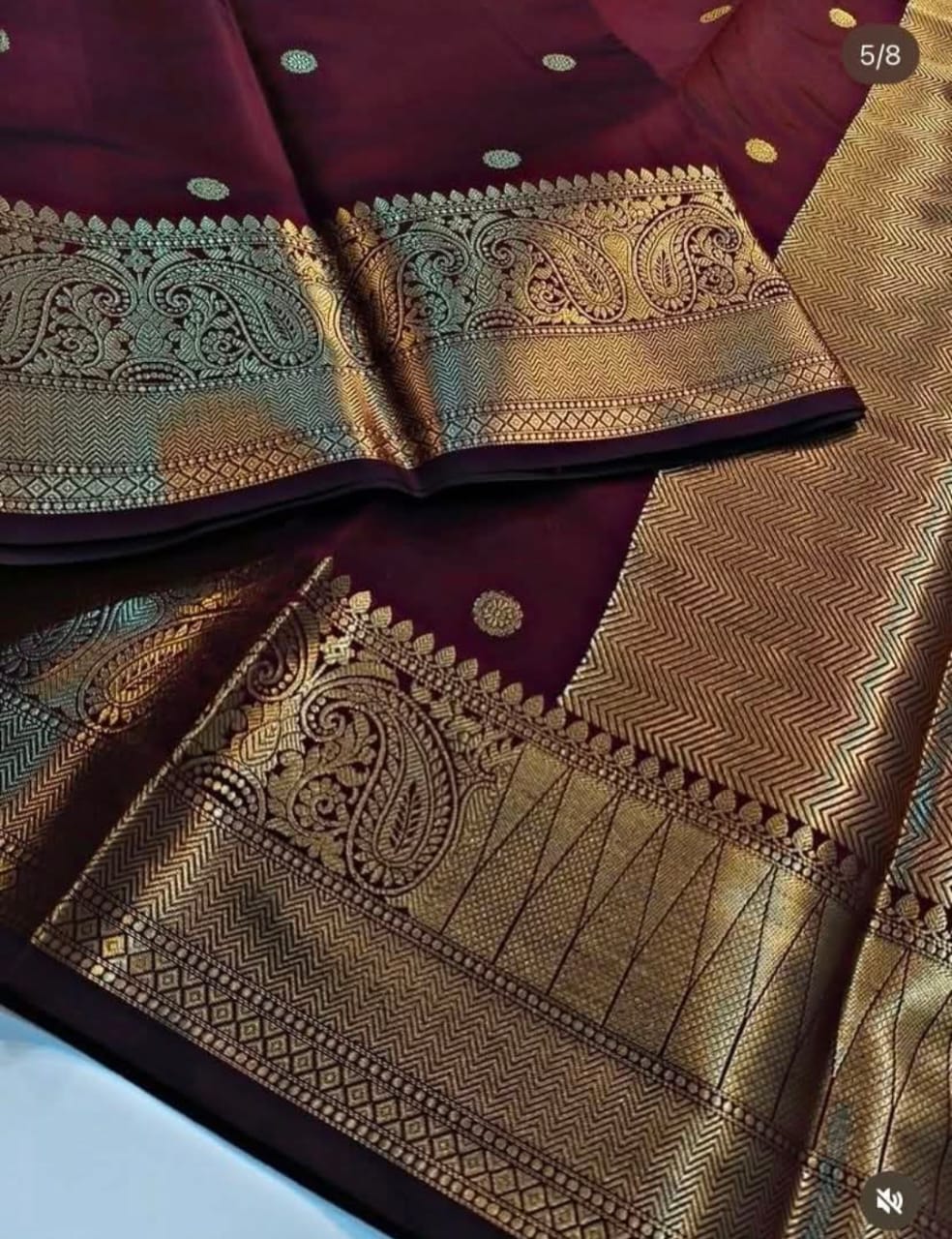 Wine Banarasi Semi Katan Silk Buti Saree