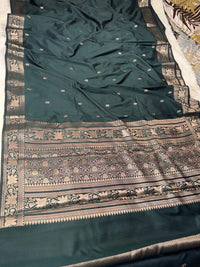 Teal Katan Silk Softy Saree with Gold Zari Border