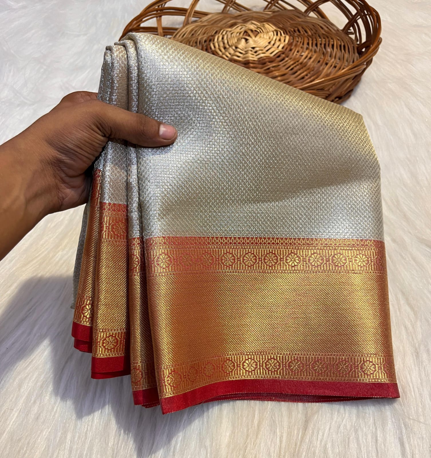 Silver Tissue Jotika Modal Saree