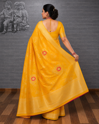 Mango Yellow Banarasi Georgette Saree with Meenakari Butis