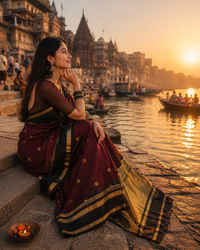 Deep Maroon Banarasi Katan Softy Saree with Gold Border