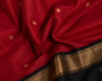 Crimson Red Cotton Saree with Black Gold Zari Border