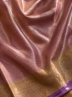 Rose Gold Lavender Tissue Silk Saree with Tassel Fringe