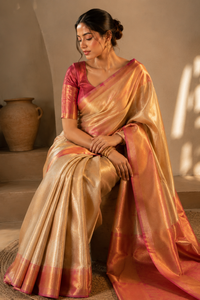 Pink Gold Tissue Jotika Modal Saree