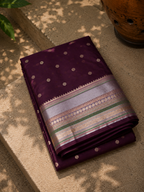 Deep Wine Katan Silk Saree with Golden Pallu