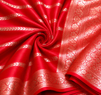 Red Banarasi Georgette Saree with Gold Floral Jaal Border